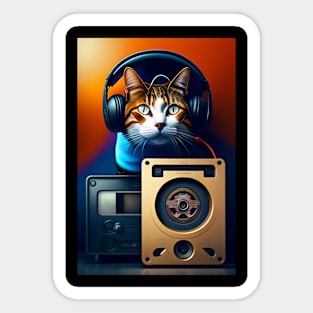 Funny cat  music graphic design Sticker